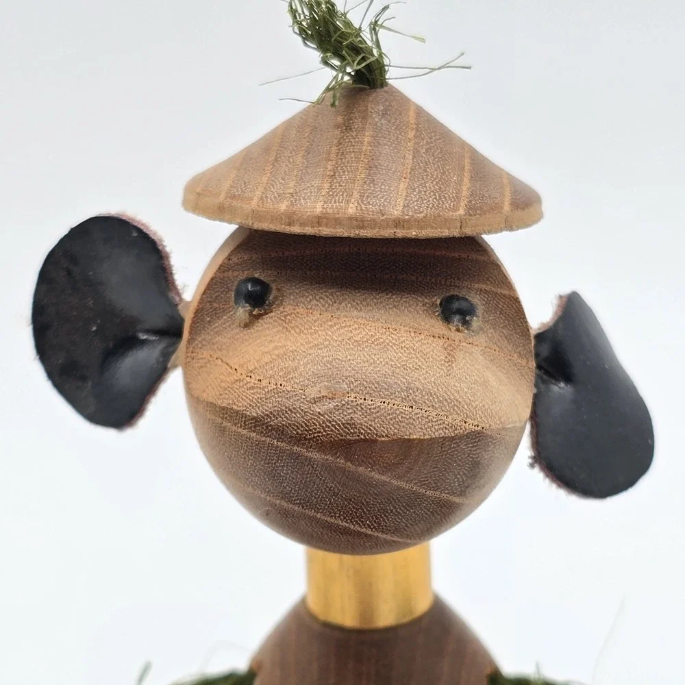 Vintage Monkey‎ Toothpick Holder Wood and Rope ENESCO zoo line